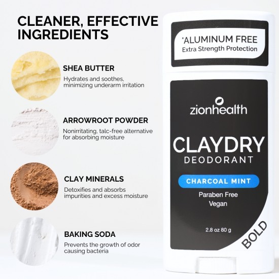 CLAYDRY™ BOLD Charcoal Mint Aluminum-Free Natural Deodorant